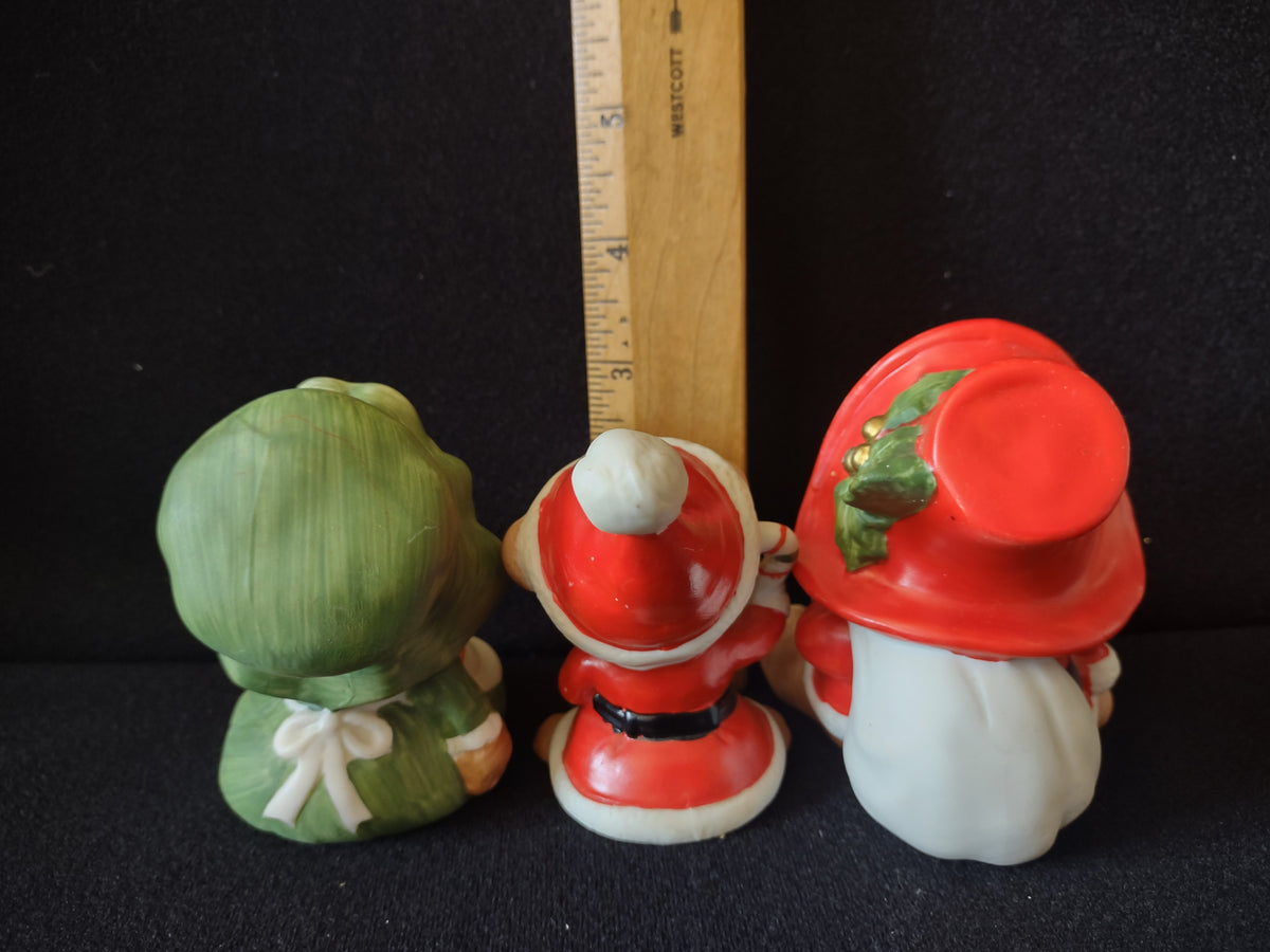 Vintage HOMCO 5600 Christmas Bear Figurines Set of 3 Red Green Taiwan [8186n]