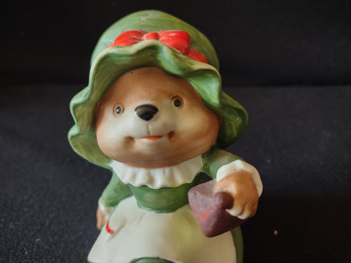 Vintage HOMCO 5600 Christmas Bear Figurines Set of 3 Red Green Taiwan [8186n]