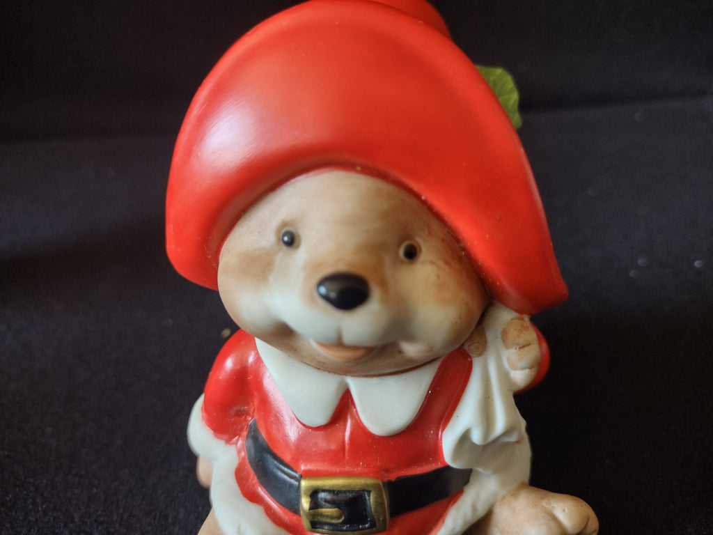 Vintage HOMCO 5600 Christmas Bear Figurines Set of 3 Red Green Taiwan [8186n]