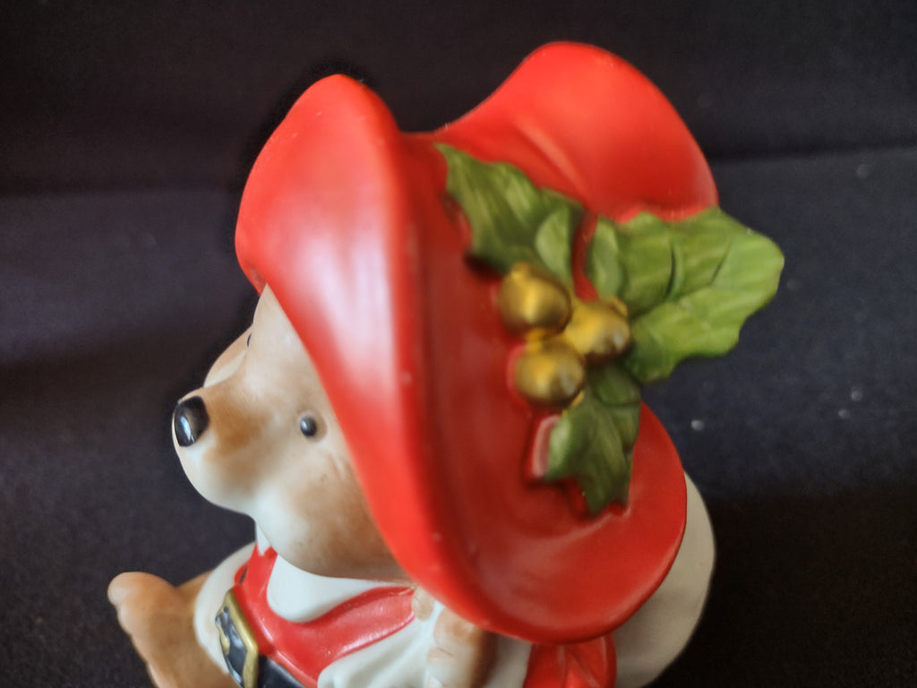 Vintage HOMCO 5600 Christmas Bear Figurines Set of 3 Red Green Taiwan [8186n]