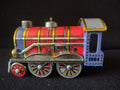 Vintage 1984 Hallmark Tin Locomotive Train Christmas Ornament Red Blue [8189n]