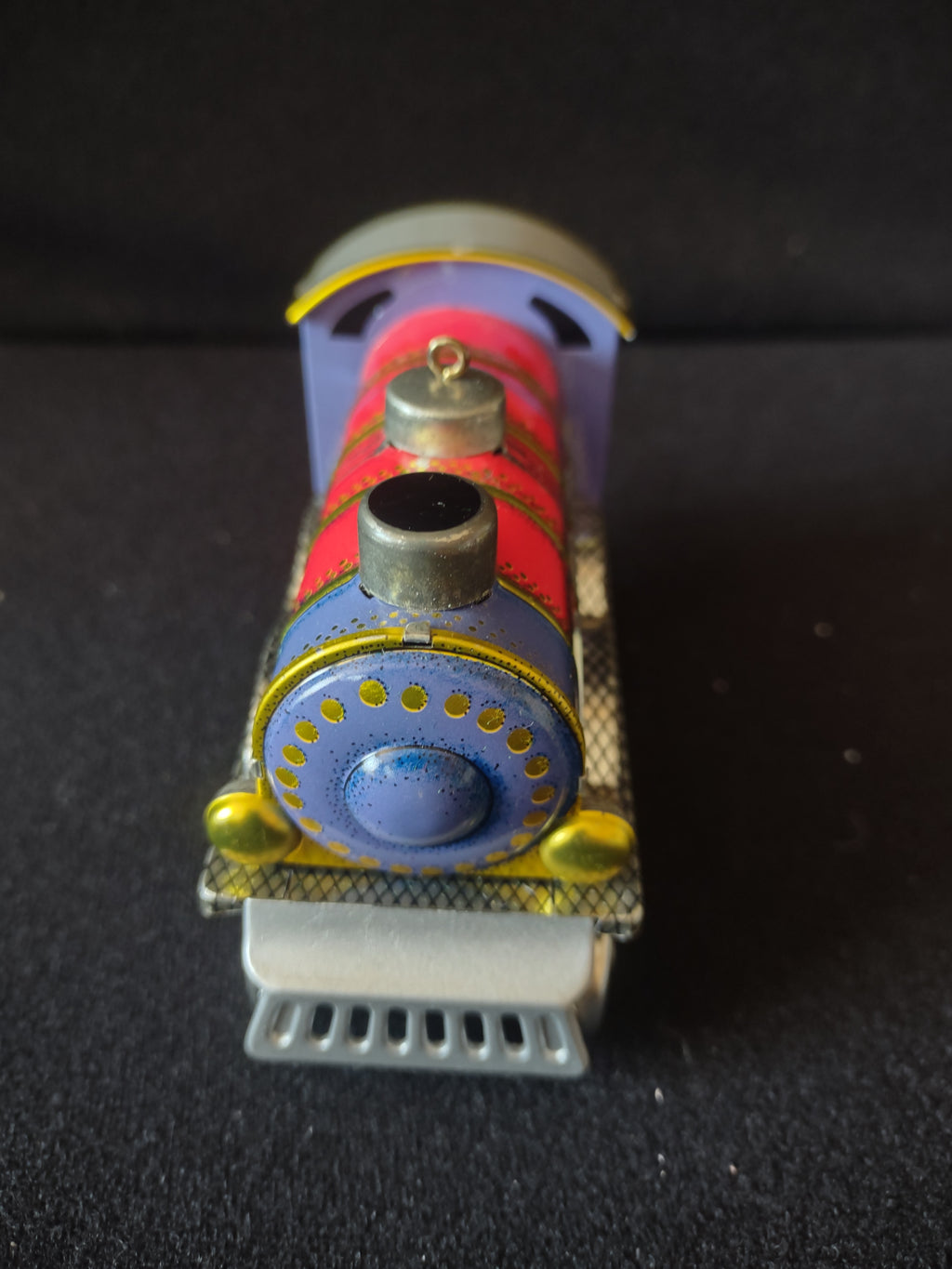 Vintage 1984 Hallmark Tin Locomotive Train Christmas Ornament Red Blue [8189n]