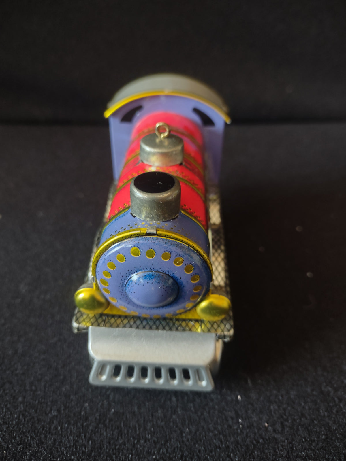 Vintage 1984 Hallmark Tin Locomotive Train Christmas Ornament Red Blue [8189n]