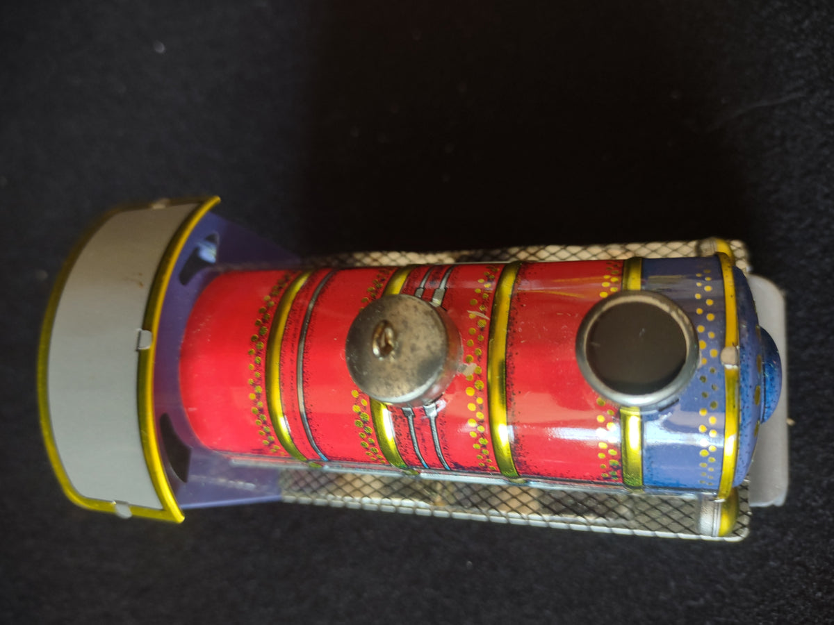 Vintage 1984 Hallmark Tin Locomotive Train Christmas Ornament Red Blue [8189n]