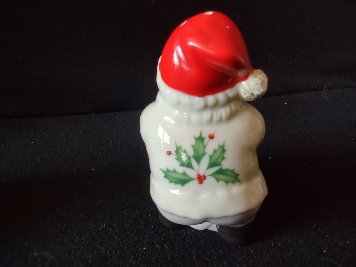 Vintage Lenox Santa Christmas Tree Salt & Pepper Set Holly Tray Gold [8192n]