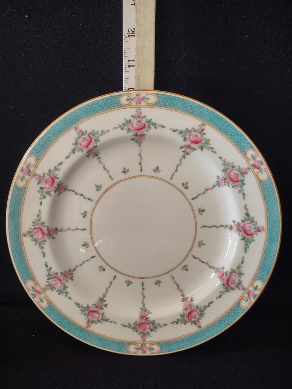 Vintage Minton Persian Rose Dinner Plate Bone China Pink Rose Blue Trim (Lot5466