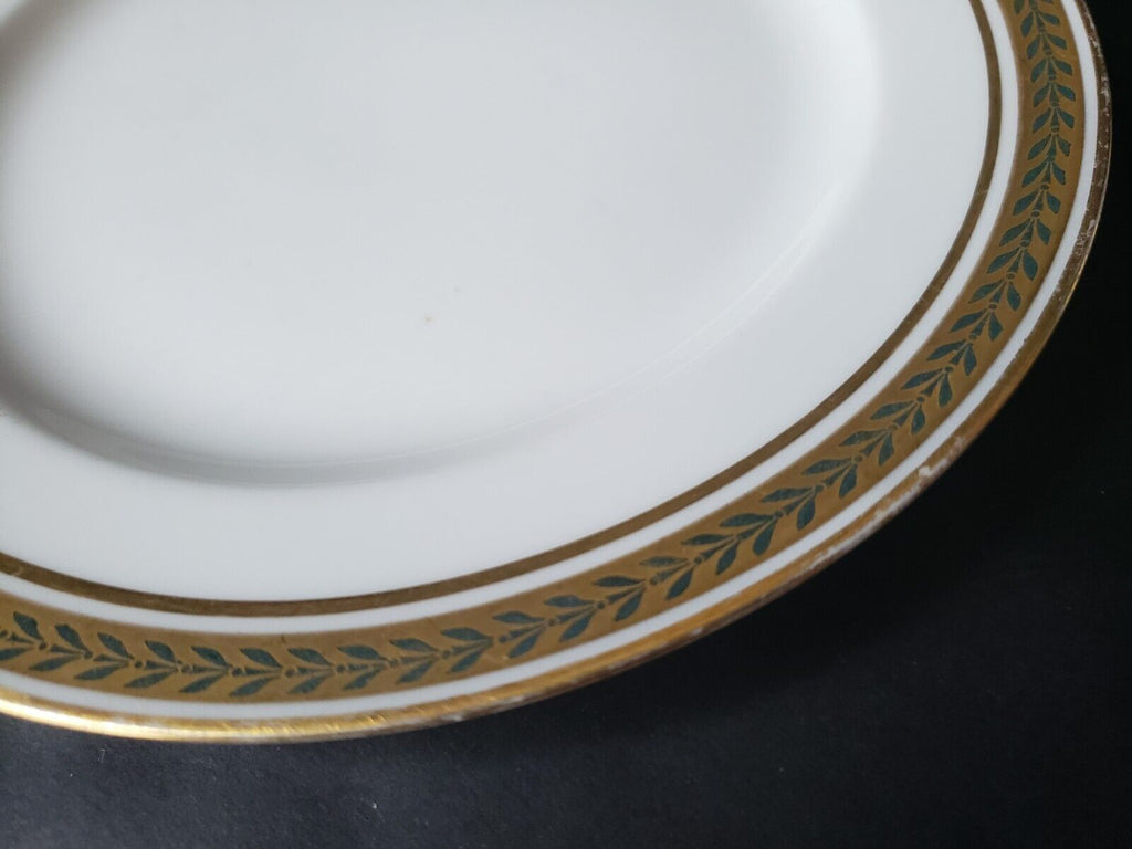 JP Limoges France Gold Trim Green Laurel Dessert Plate 7-1/2" (lot 599)