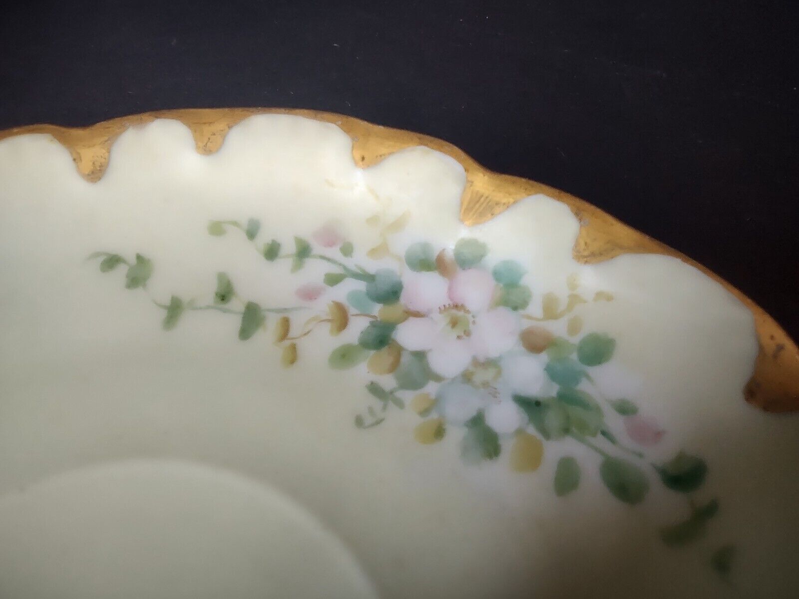 Vintage Malmaison Bavaria Gold Trim Teacup Bouillon Cup Yellow Floral (lot 756)
