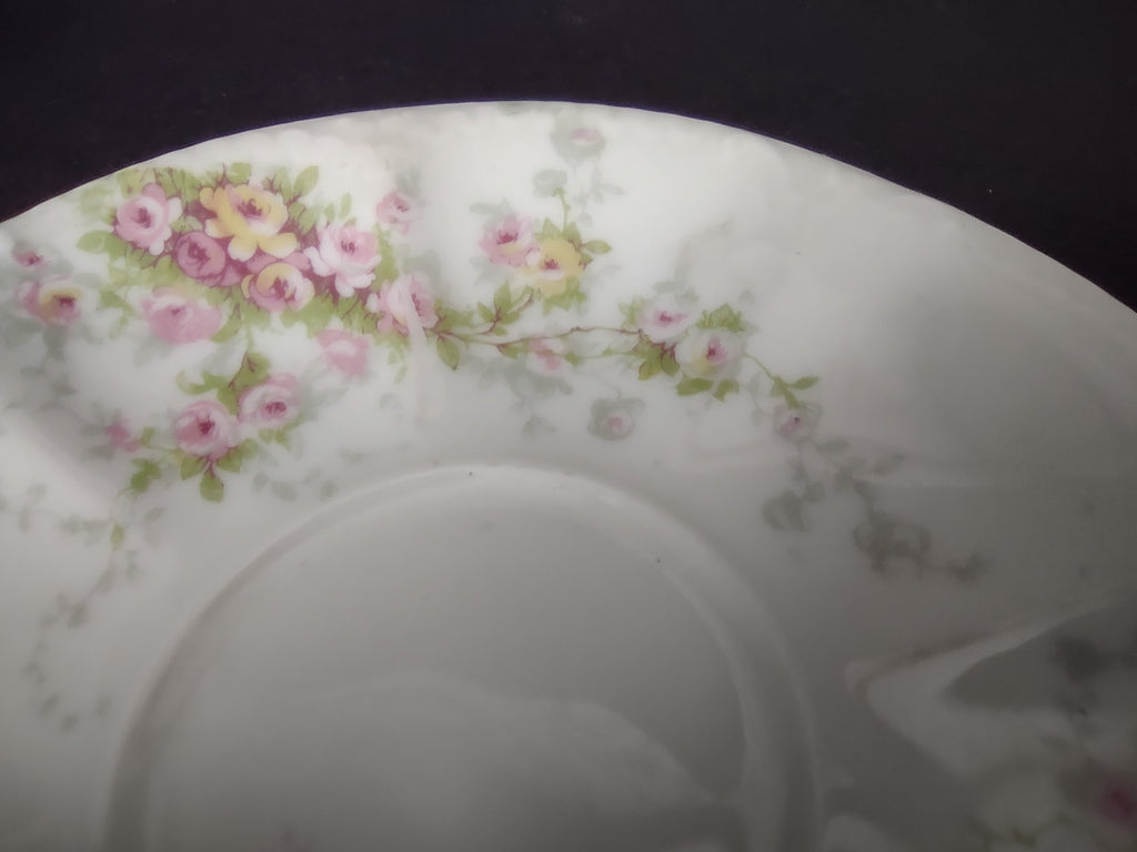 Haviland Limoges 5-1/2" Saucer ONLY Pink Yellow Rose (lot 846)