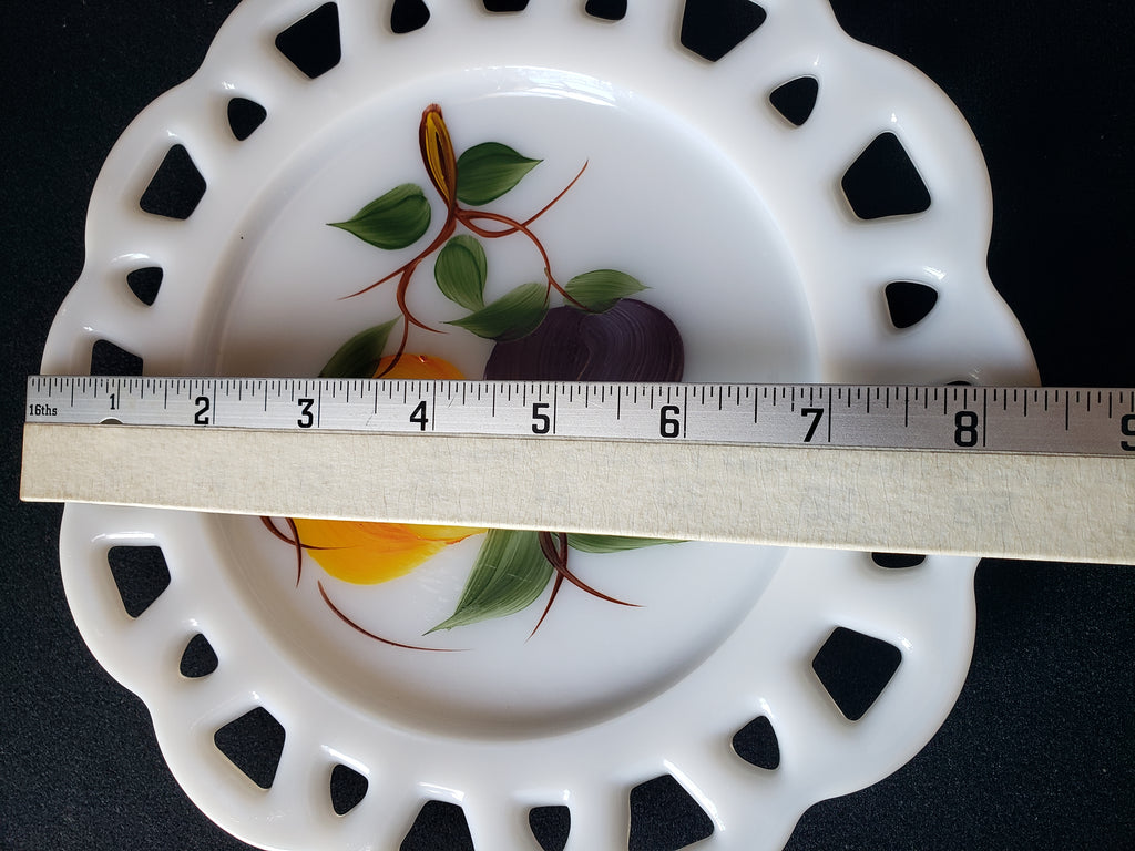 Vintage Westmoreland Peach Plum Motif Milk Glass Wall Plate (lot 2188)