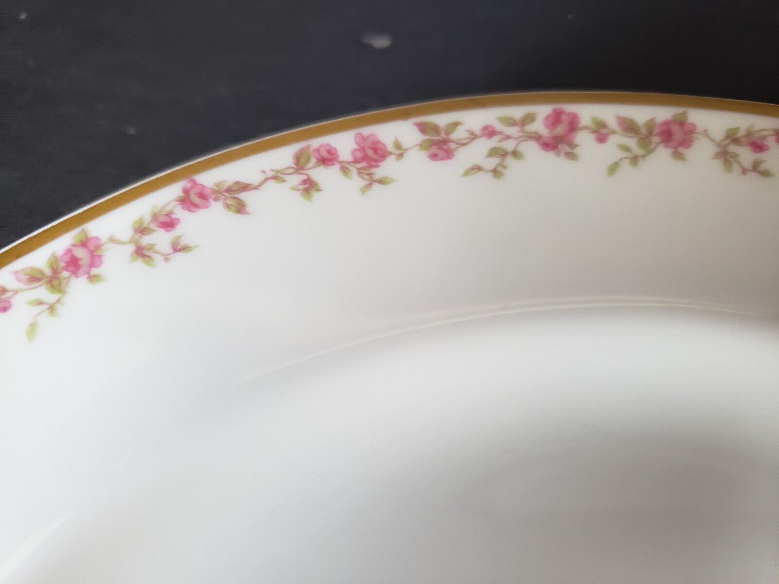 Haviland Limoges France Salad Plate Gold Trim Pink Rose Garland (lot 569)