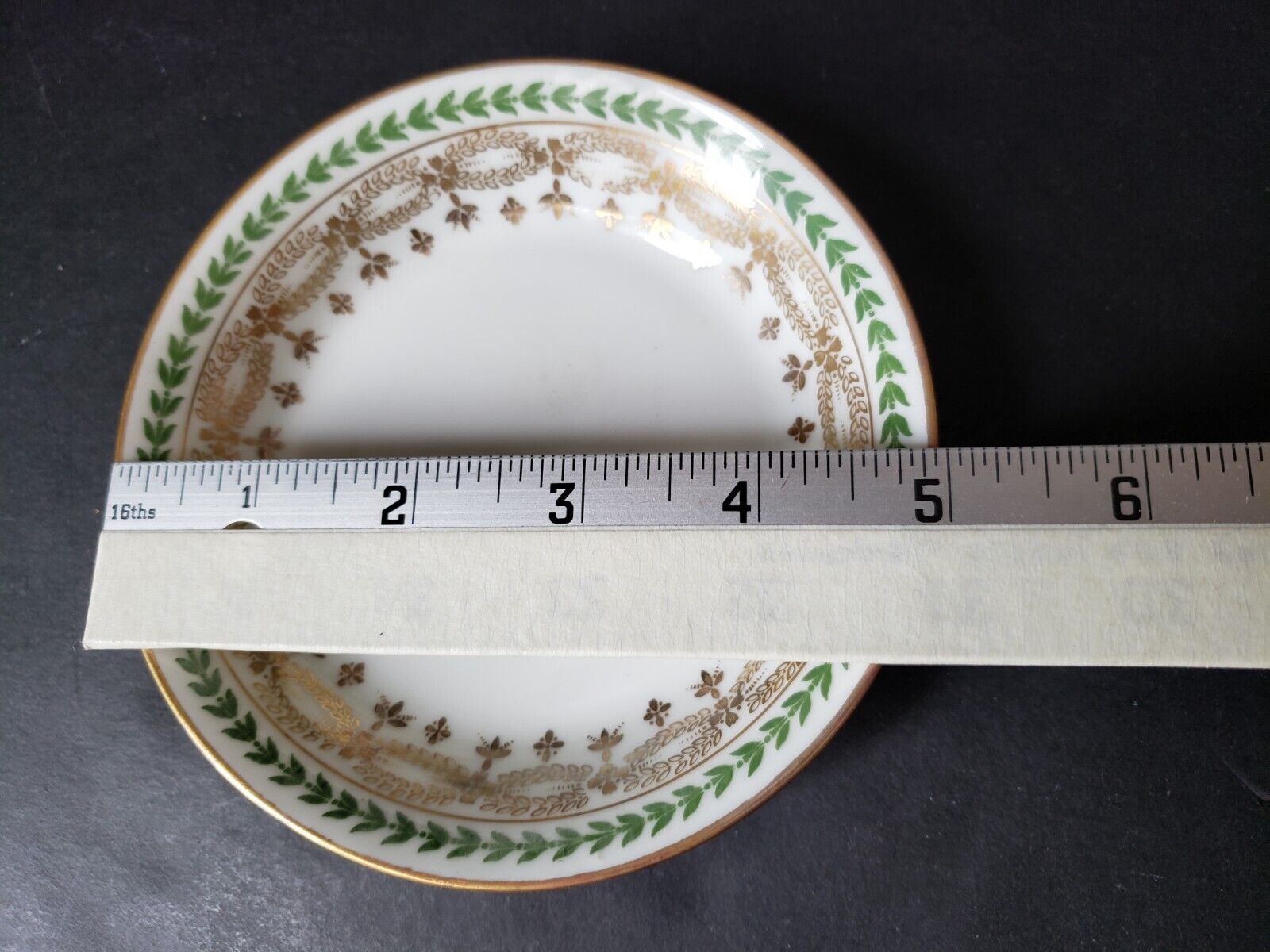 JP Limoges France Gold Trim Green Laurel Small Bowl 5" (585-1)