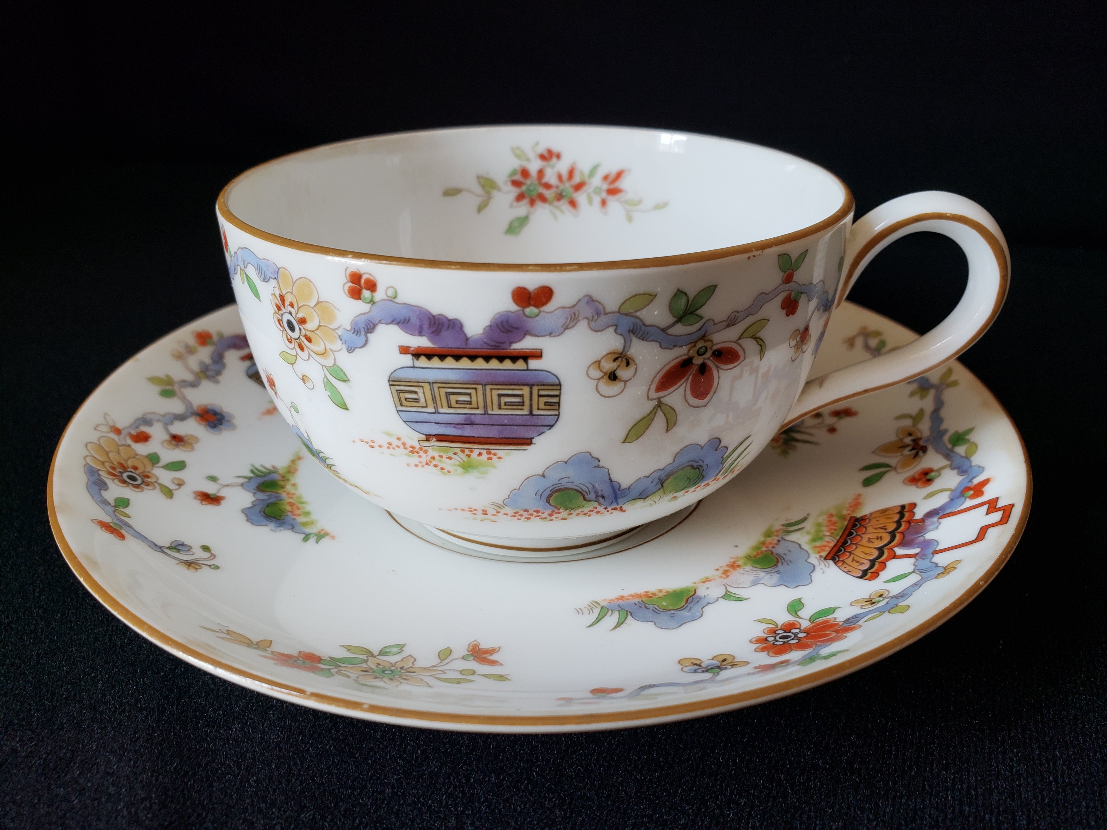 Vintage Royal Worcester Higgins Seiter Butterfly Tea Cup Saucer (lot 2121)