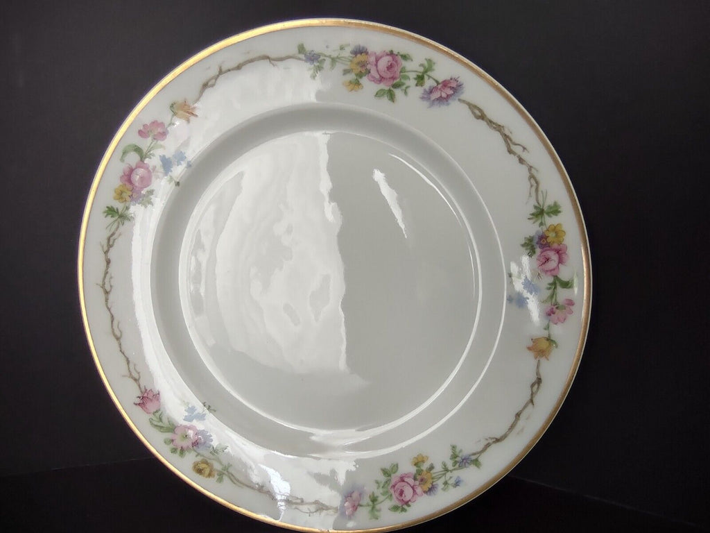 Vintage GDA Limoges Gold Trim Dessert Plate Summer Flower Garland (lot 690)