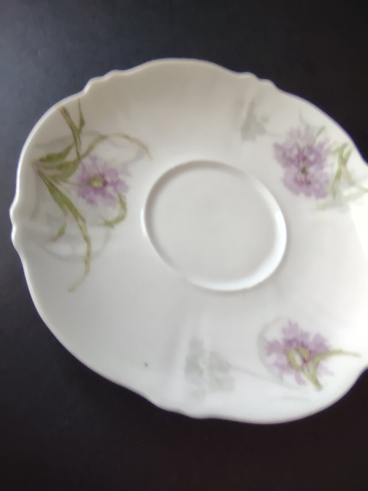 Haviland Limoges France Purple Flower Scalloped Edge White 5-1/4" Saucer lot 725