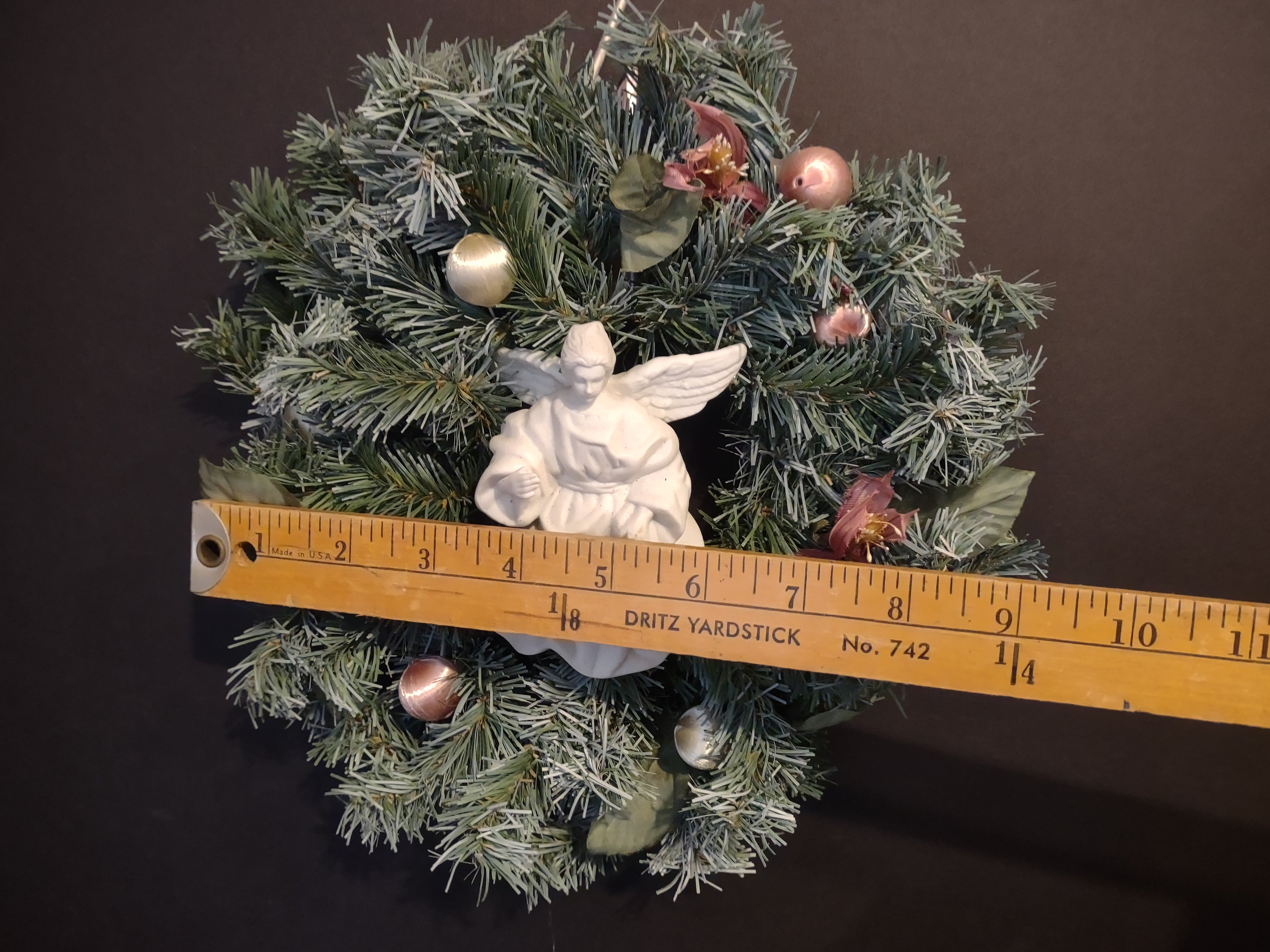 Christmas Artificial Small Tree 20" and Wreath 9" Victorian Pink Decor (lot 1242