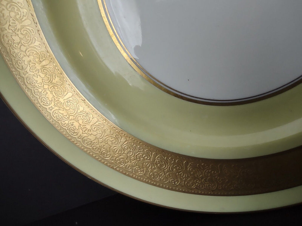 Haviland USA Heavy Ornate Gold Trim Yellow Dinner Charger Plate 10-7/8" (lot 721