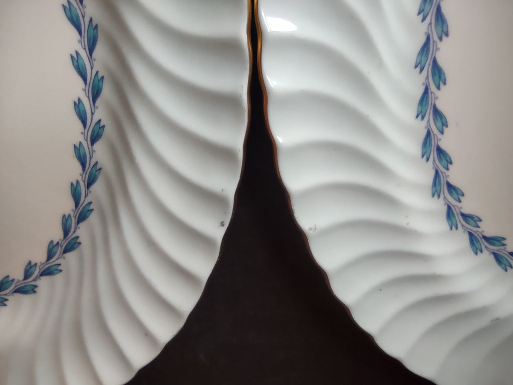 Set of 2 Minton English Bone China Blue Cheviot Platter 12" x 9-1/2" (lot 2613)