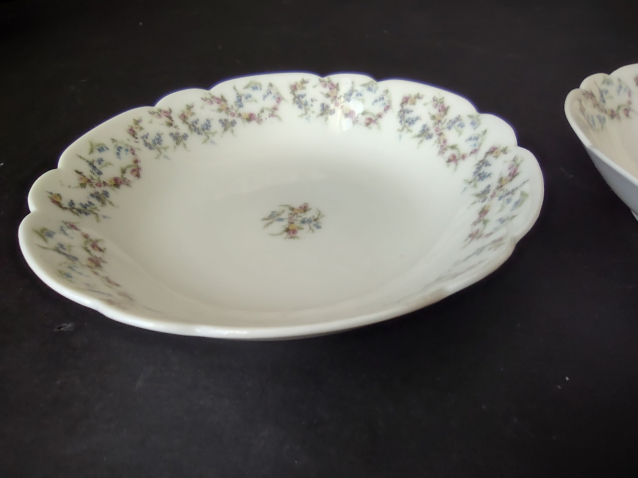 Haviland Limoges French Cottage Shabby Chic 2 x Cranberry Bowl Blue (lot 1117)