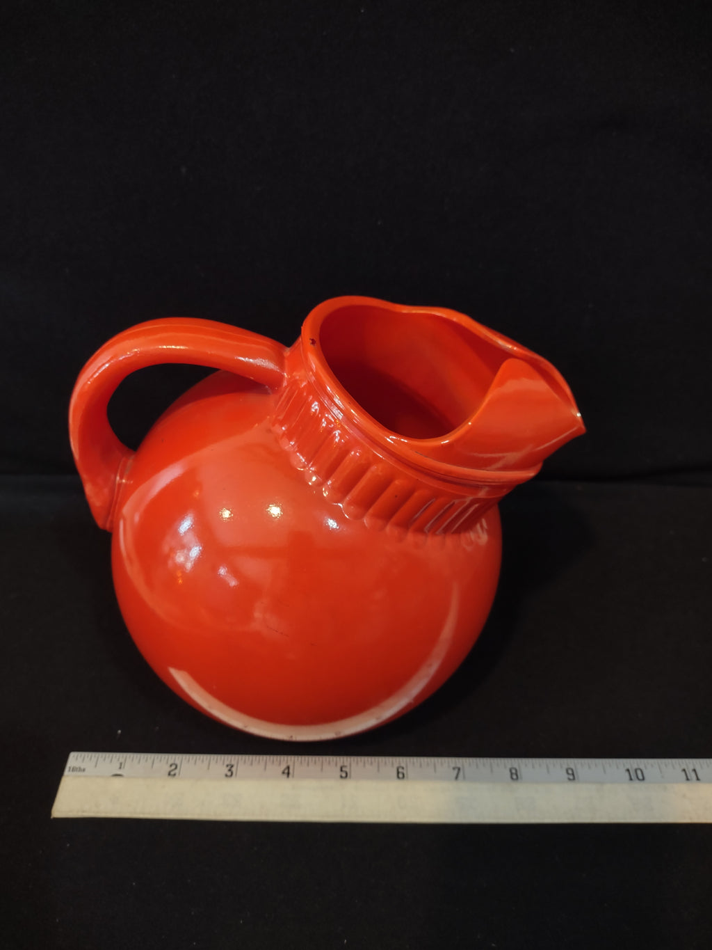 Vintage Anchor Hocking Orange Halloween Fire King Tilt Ball Pitcher (Lot 3073)
