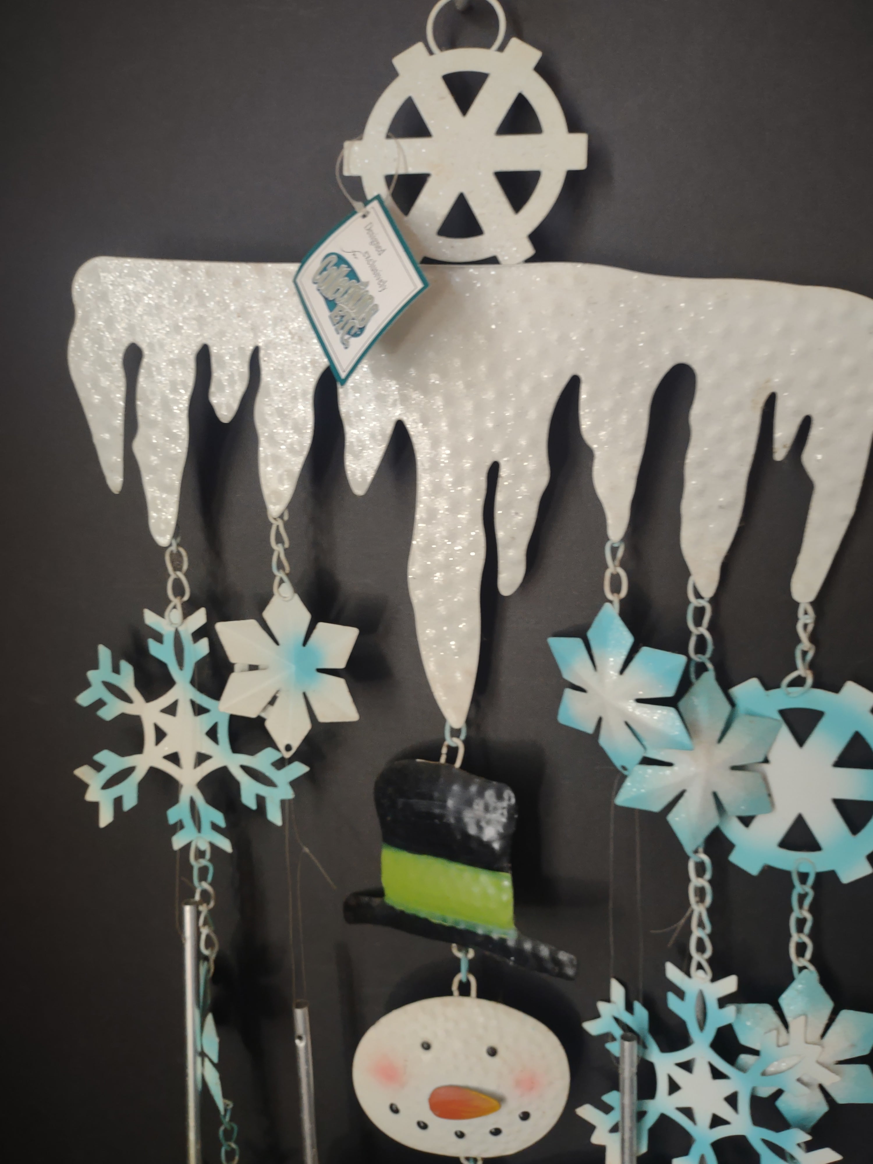 Christmas Winter Windchime Snowman 32" Snowflake (lot 3070j)
