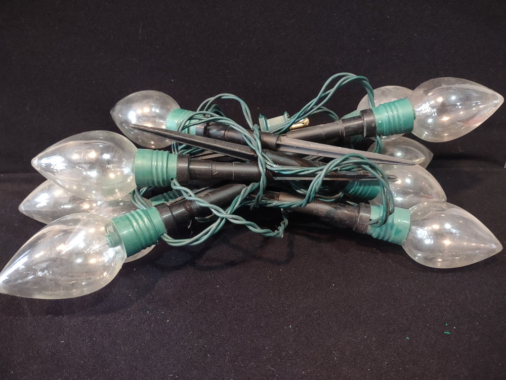 Christmas Pathway String Stake Lights 7 Ft 10 Lights Large Clear Bulb (lot 3286