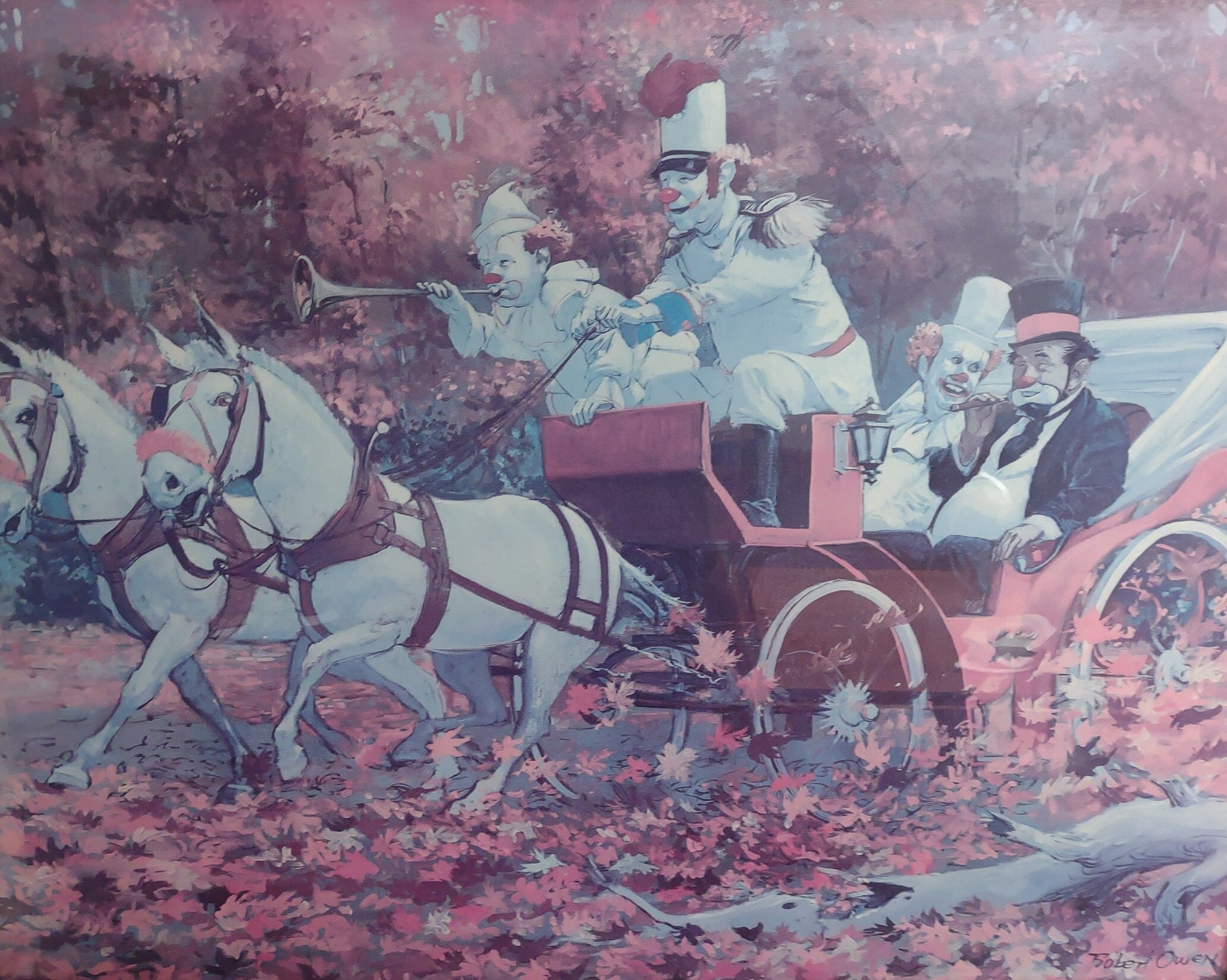 Clown Pink Robert Owen Once Around the Park Picture ONLY 28" x 22" (lot 3319c)
