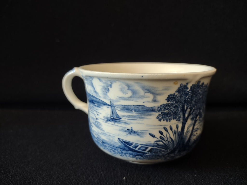 Vintage Staffordshire England Teacup Ironstone Blue Landscape (Lot 5637)