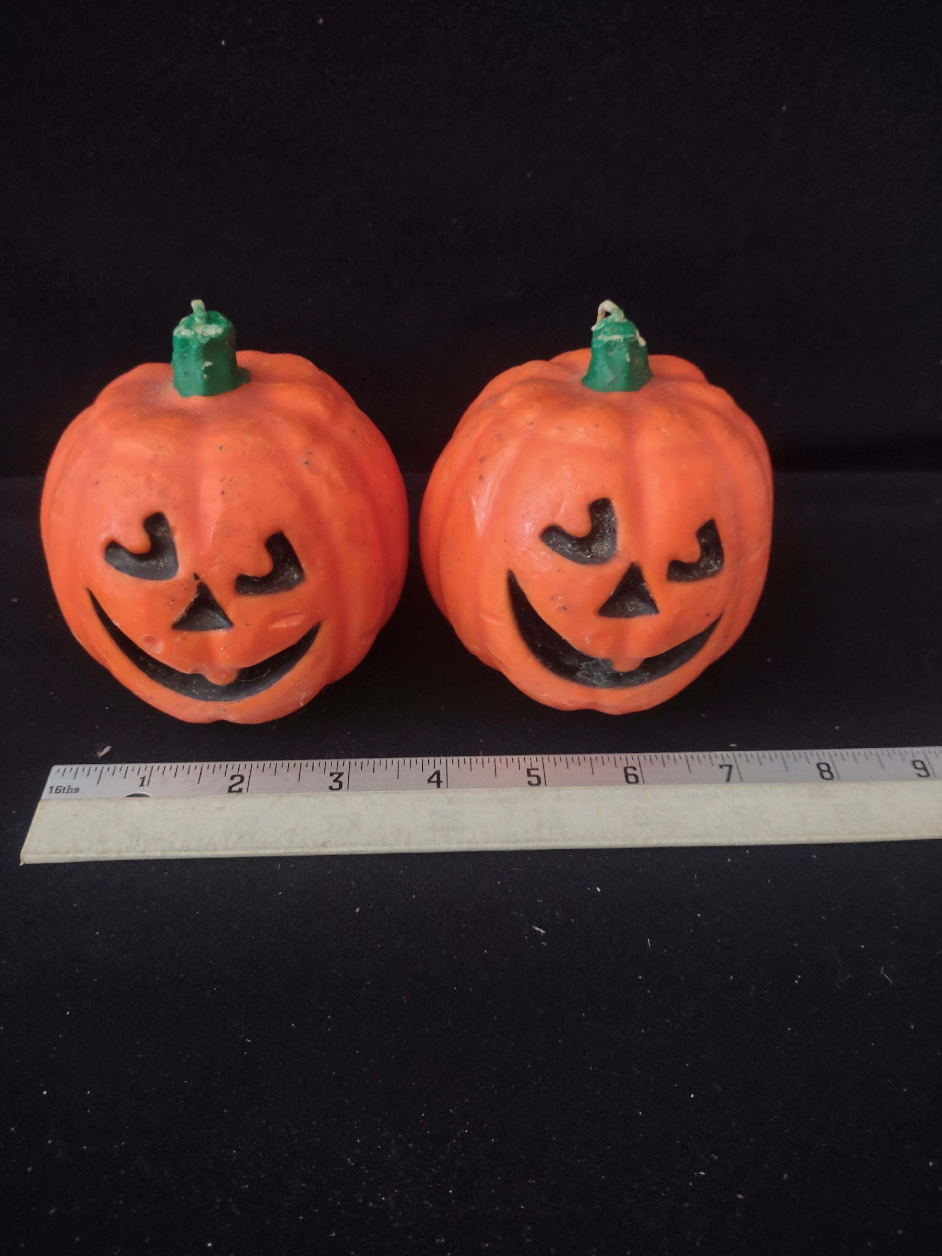 Vintage Halloween Jack O Lantern Wax Candles Set Of Four (Lot 3387)