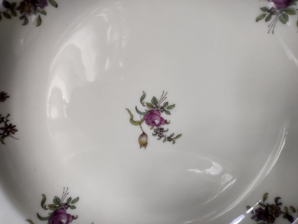Haviland Limoges 2 x Cream Soup Spaghetti Bowl Peony Flower Cream Color (lot 925)