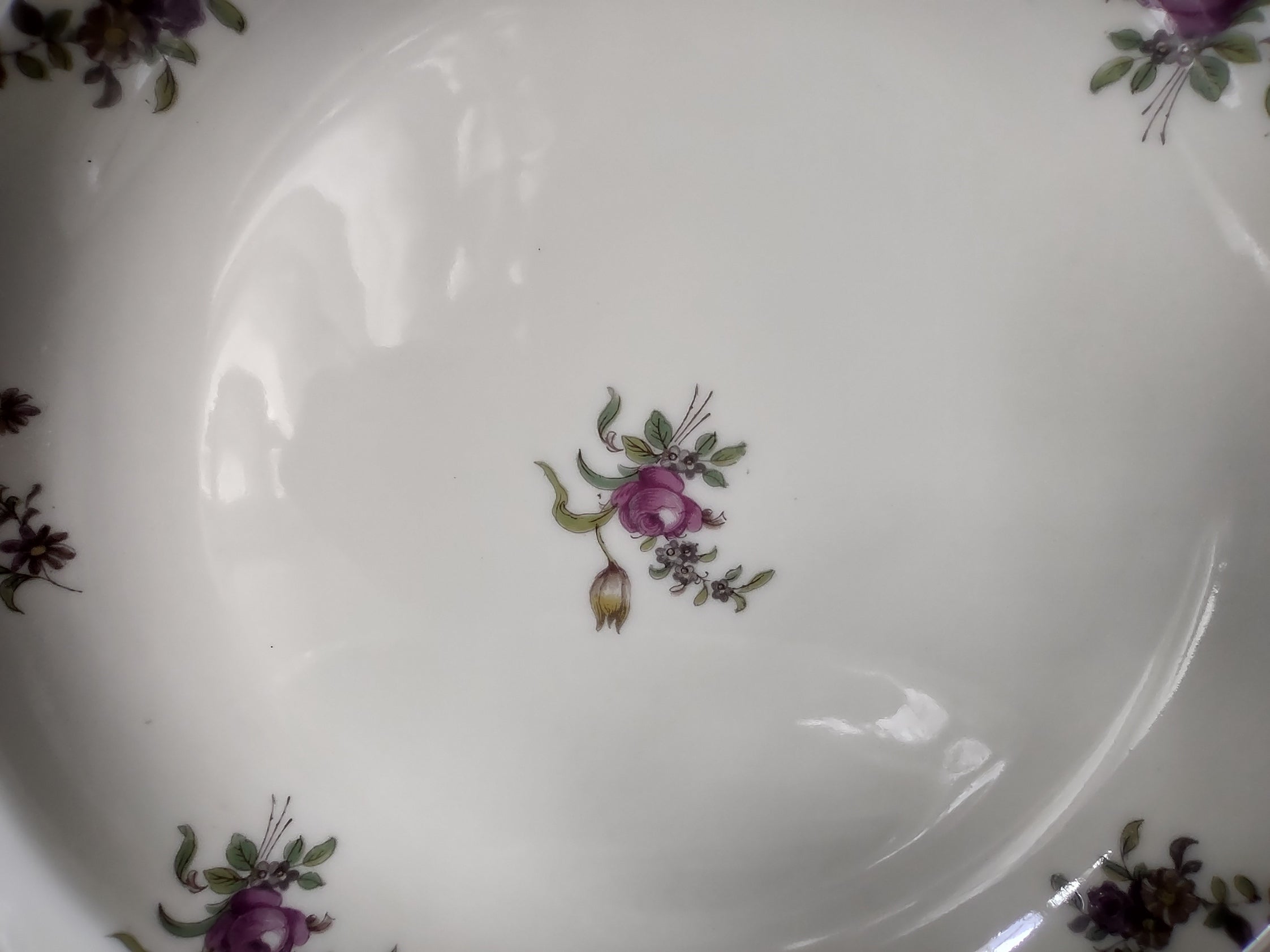 Haviland Limoges 2 x Cream Soup Spaghetti Bowl Peony Flower Cream Color (lot 925)