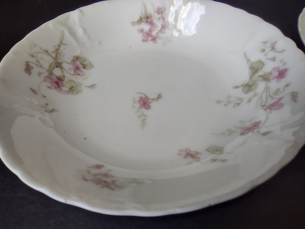 Haviland Limoges French Cottage Shabby Chic 2 x Cranberry Bowl (lot 1106)