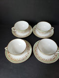 JP Limoges France Gold Trim Green Laurel 4 x Teacup & Saucer (583)