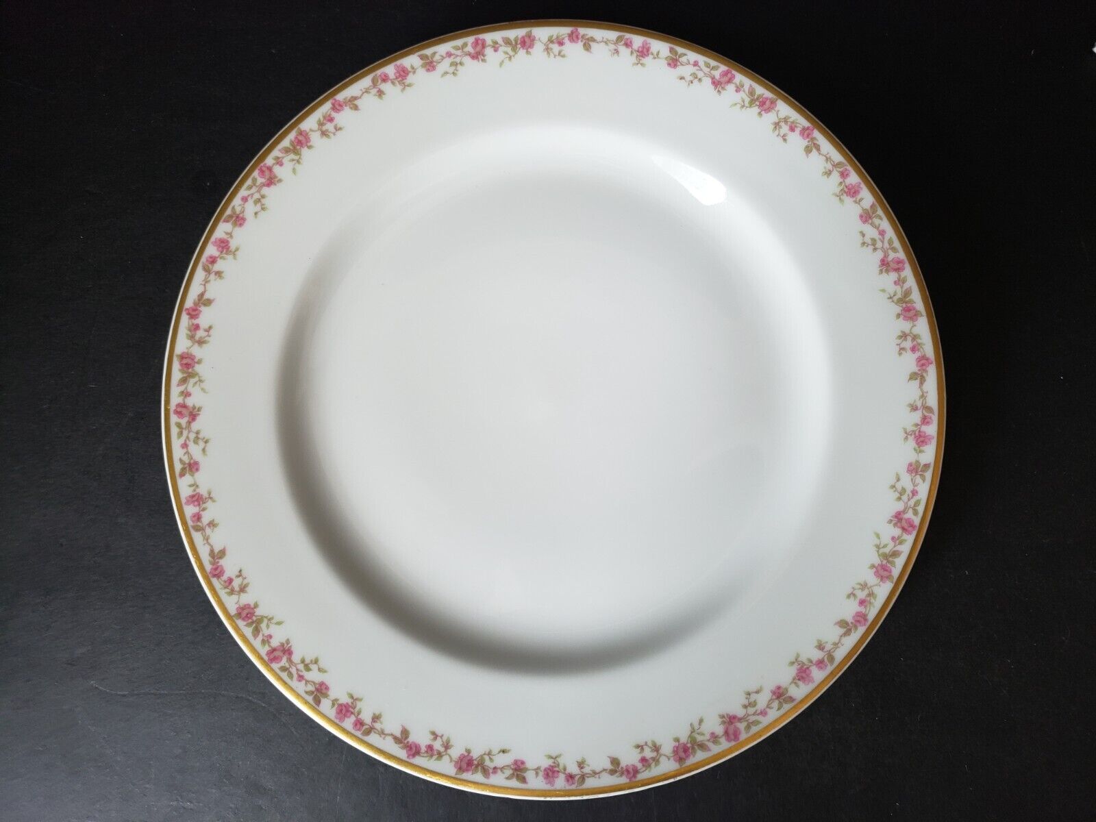 Haviland Limoges France Salad Plate Gold Trim Pink Rose Garland (lot 569)