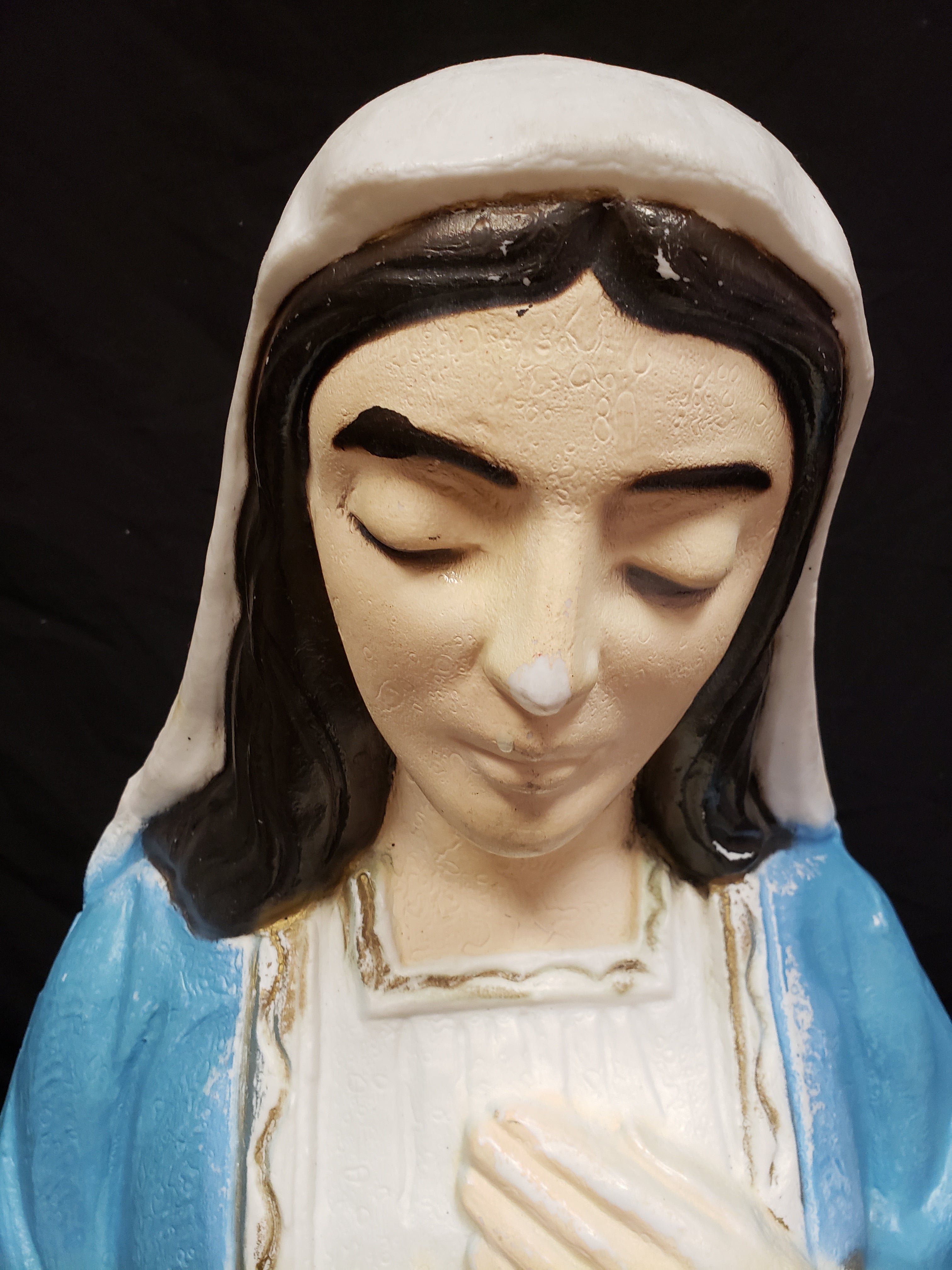 Vintage Christmas Outdoor Blow Mold Nativity Mary Figurine 32" (lot 2242)