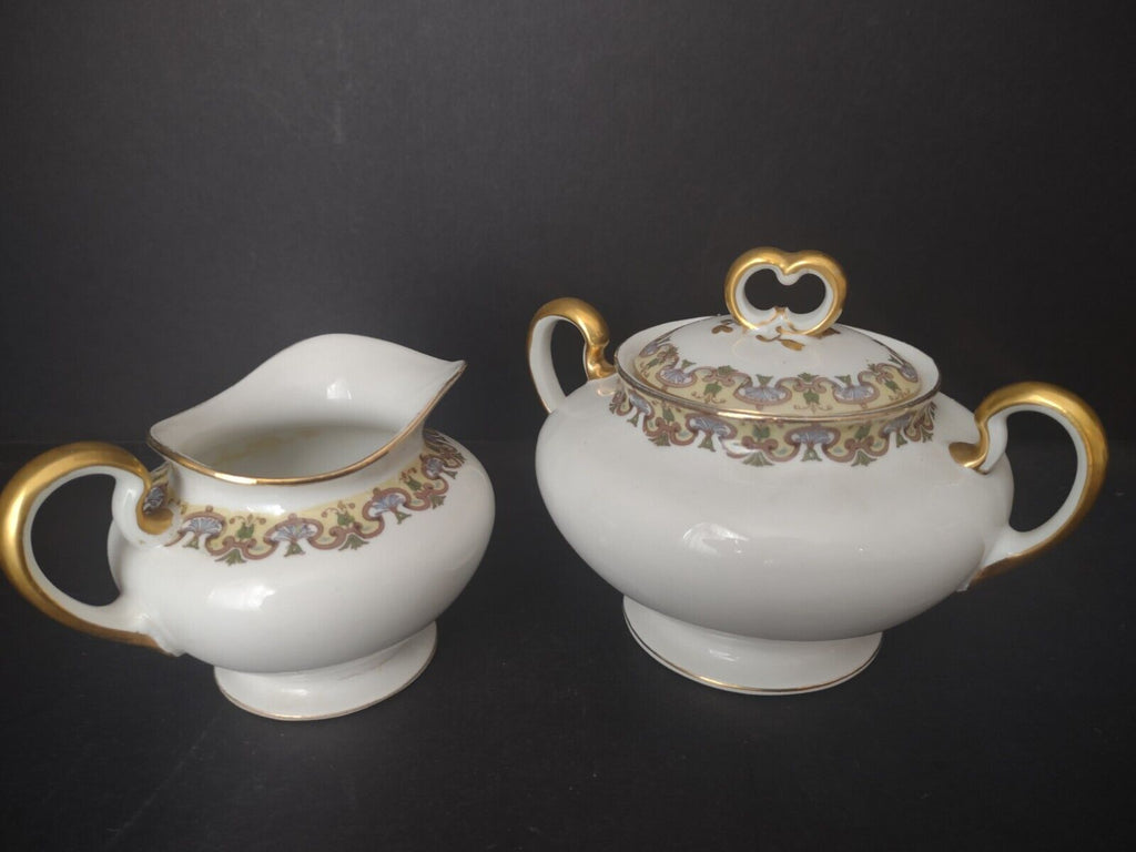 Wm Guerin France Limoges Set Creamer Sugar Bowl Gold Trim (lot 534)
