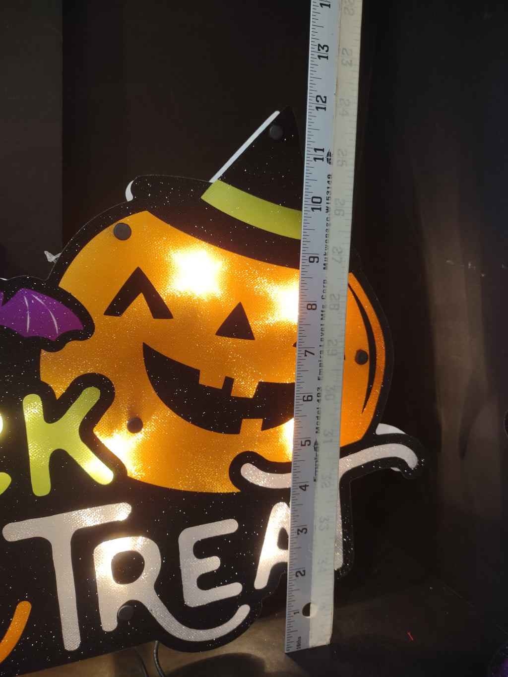 Set of 2 Halloween Trick or Treat Window Sign Light Decor Pumpkin (lot 3270j)