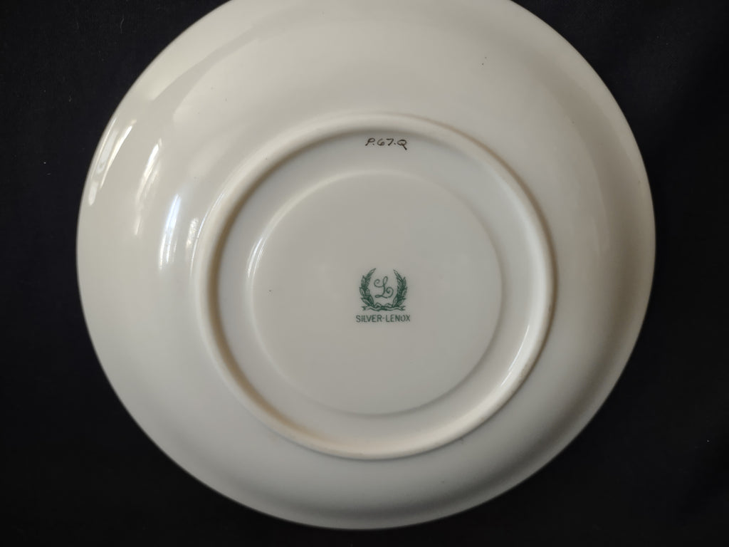 Vintage Lenox Silver Rimmed Saucer 5-3/4" Green Stamp (lot 1993)