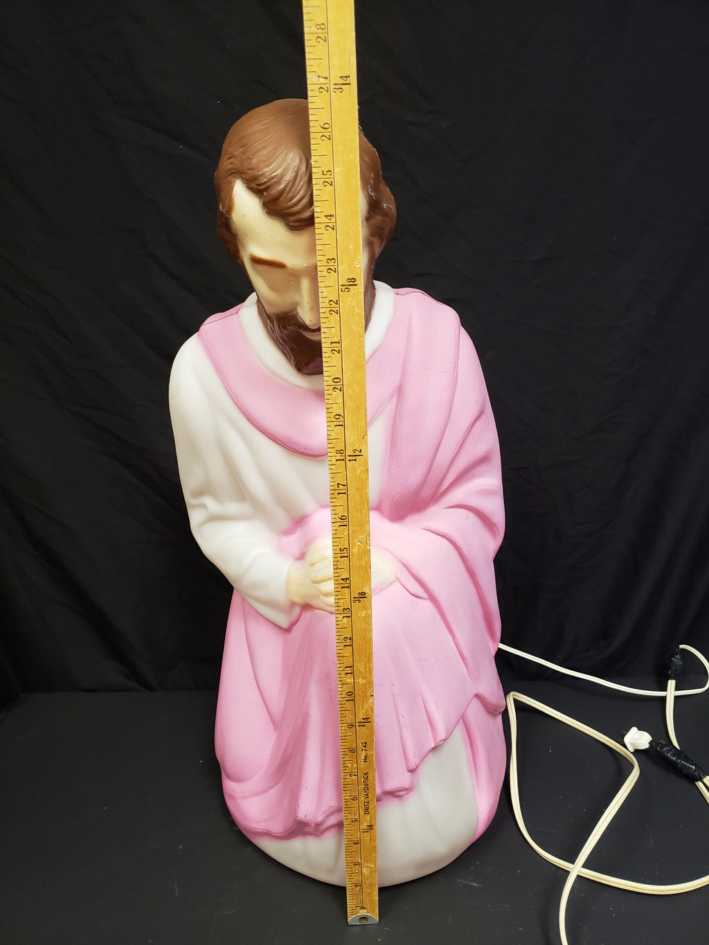 Vintage Christmas Outdoor Blow Mold Nativity Joseph Pink Figurine 27" (lot 2244)