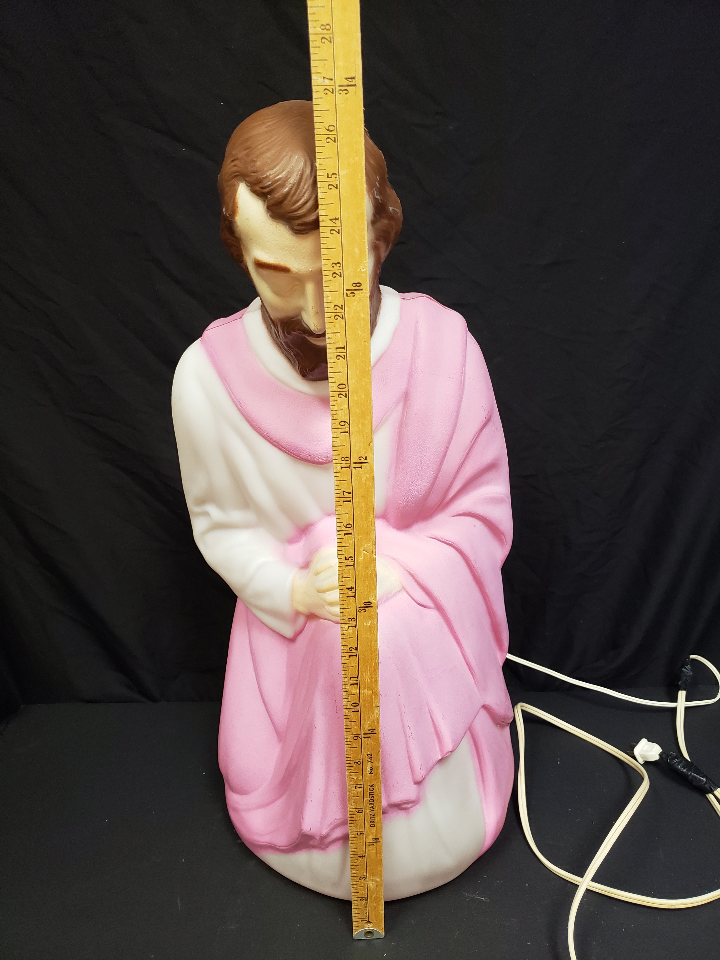 Vintage Christmas Outdoor Blow Mold Nativity Joseph Pink Figurine 27" (lot 2244)