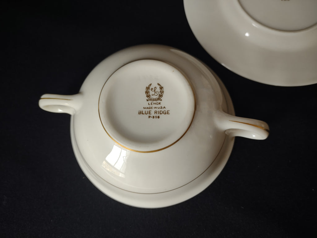 Vintage Lenox Bouillon Soup 2-handle Cup with Liner Blue Ridge (lot 1787)
