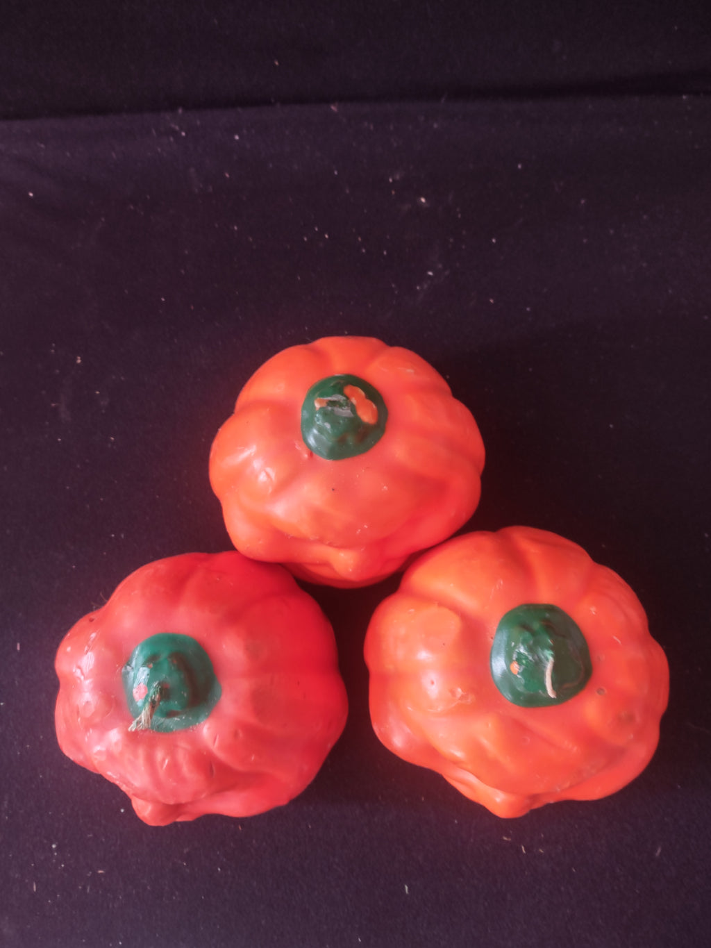Vintage Halloween Jack O Lantern Candle x 3 Grumpy Face (Lot 3383)