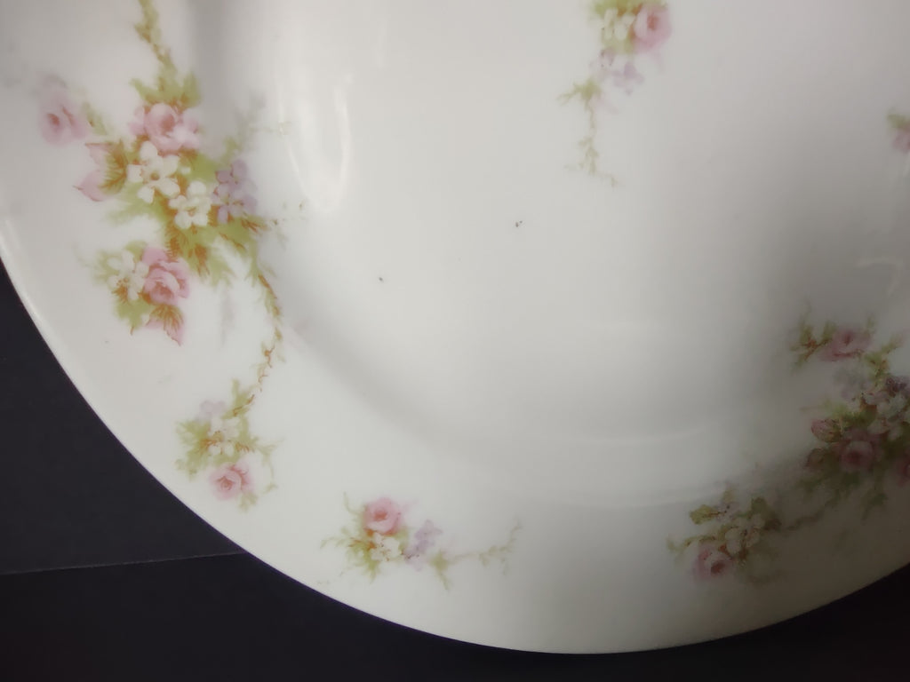 Haviland Limoges Dessert/Salad Plate Rose White Purple Flower Moss (lot 897)