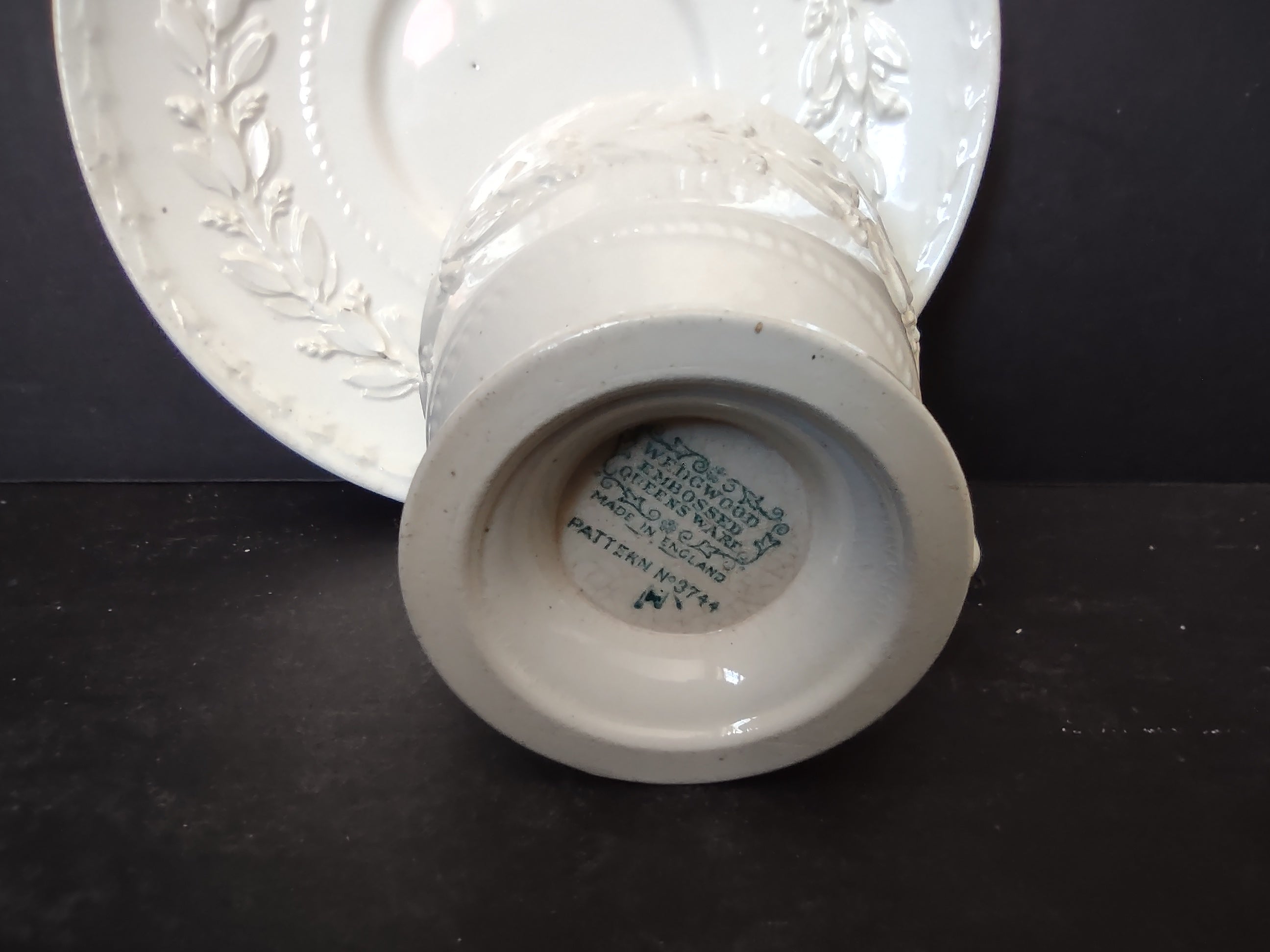 Vintage Wedgwood Queens Ware Espresso Demitasse Cup Saucer REPAIRED [6185]