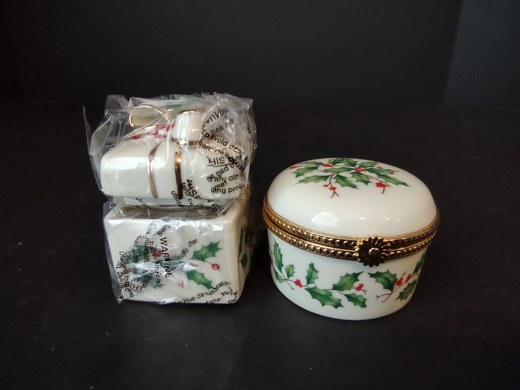 Vintage 2 x Lenox Mini Holley Jewelry Box Small Vase x 3 (1210)