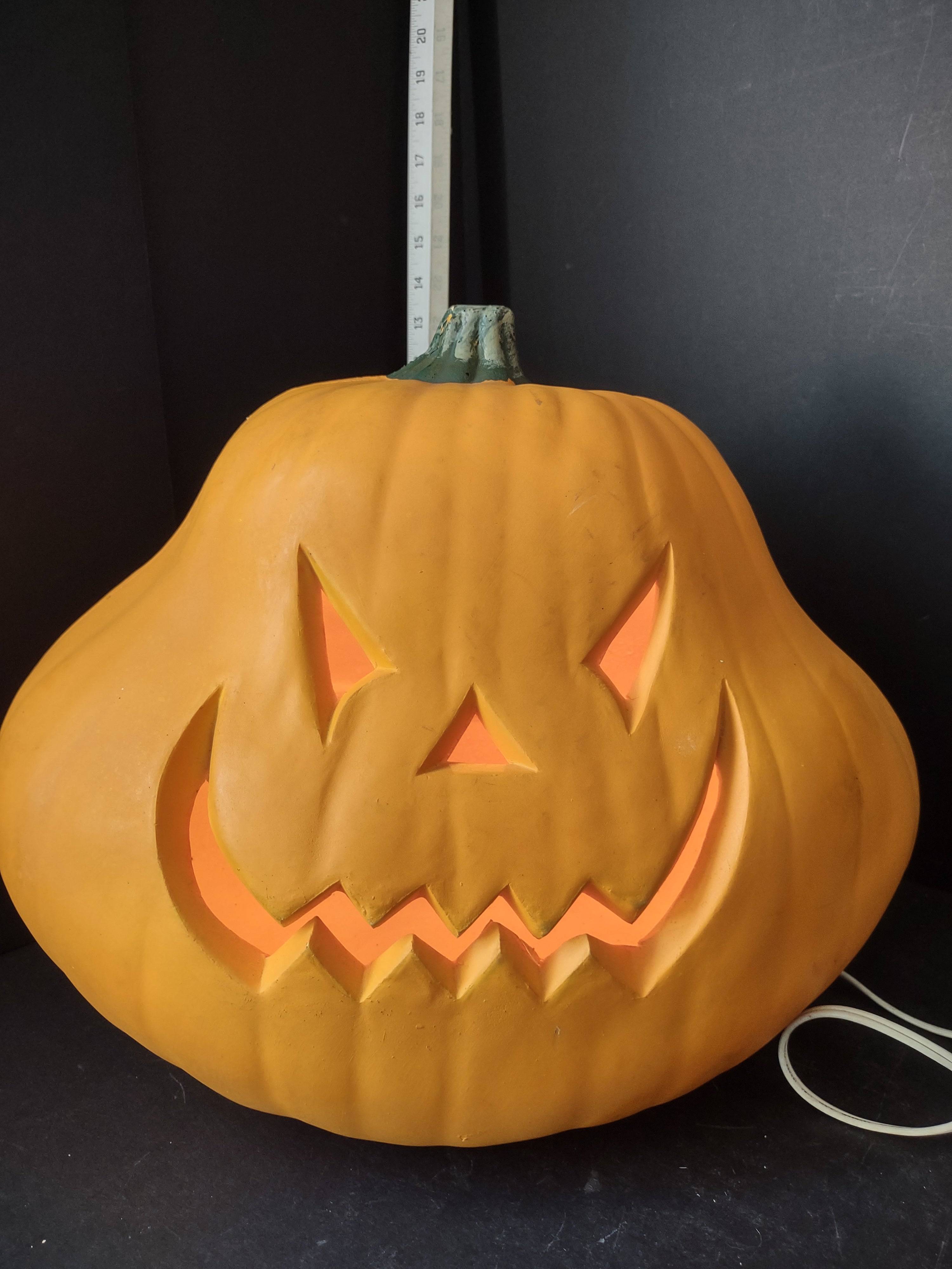 Large 12" Vintage Jack-O'-Lantern Foam Blow Mold Lighted Pumpkin (lot 3014j)