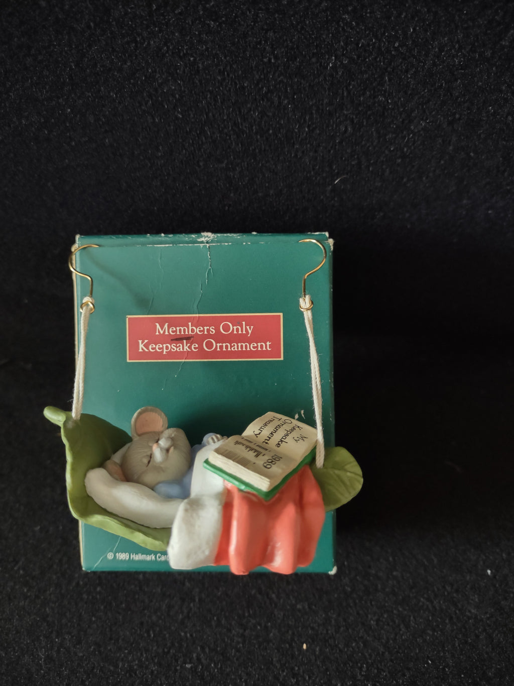 Vintage 1989 Hallmark Collect Dream Club Ornament Mouse Leaf Hammock (Lot 4791)