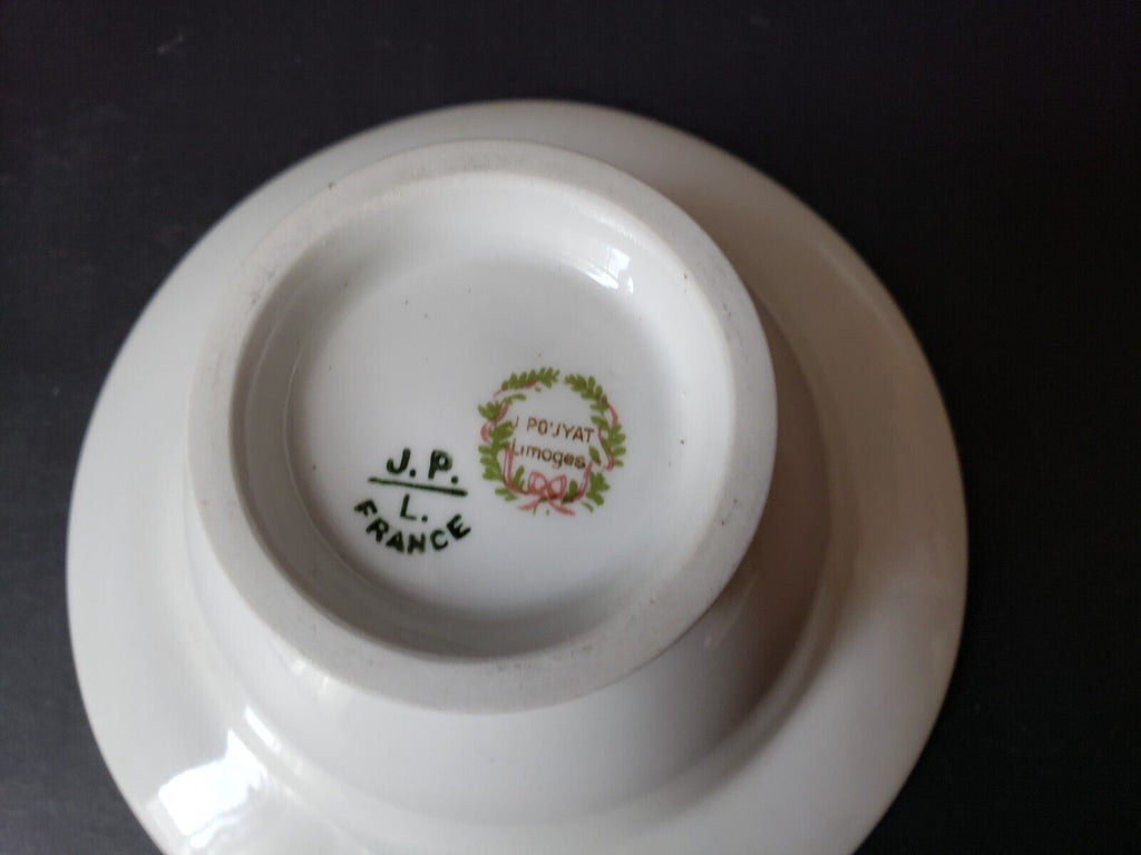 JP Limoges France Gold Trim Green Laurel Tall Bowl 5" (lot 590)