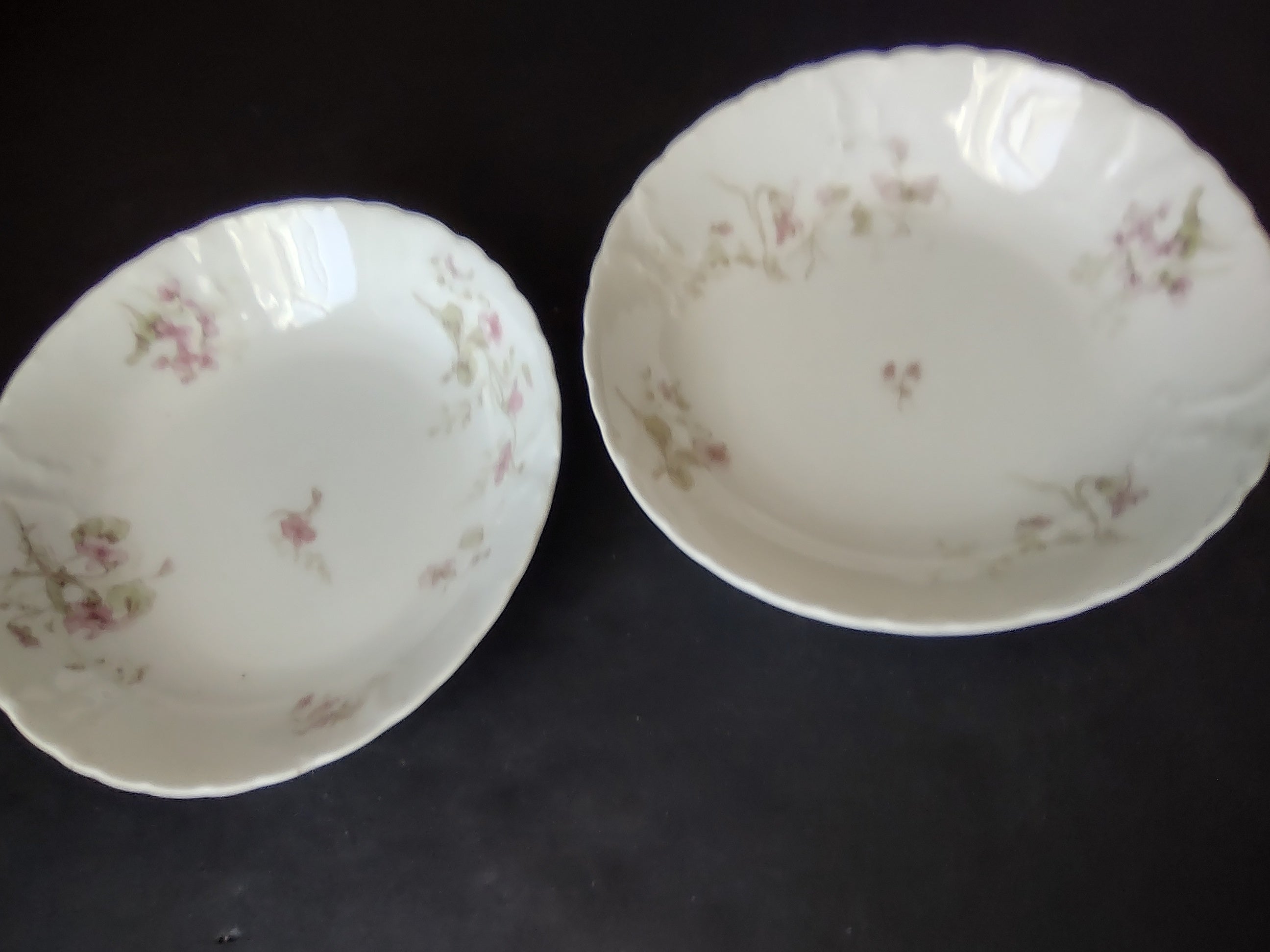 Haviland Limoges French Cottage Shabby Chic 2 x Cranberry Bowl (lot 1106)