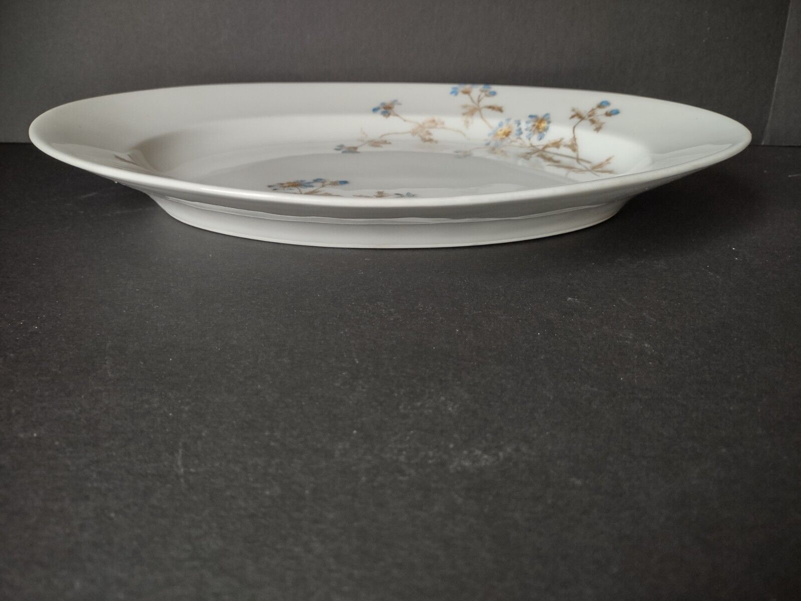 Haviland Limoges CFH/GDM Turkey Serving Platter 14-1/4" Blue Flower (lot 344)